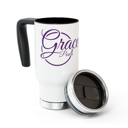 Grace Pours- Stainless Steel Travel Mug with Handle, 14oz