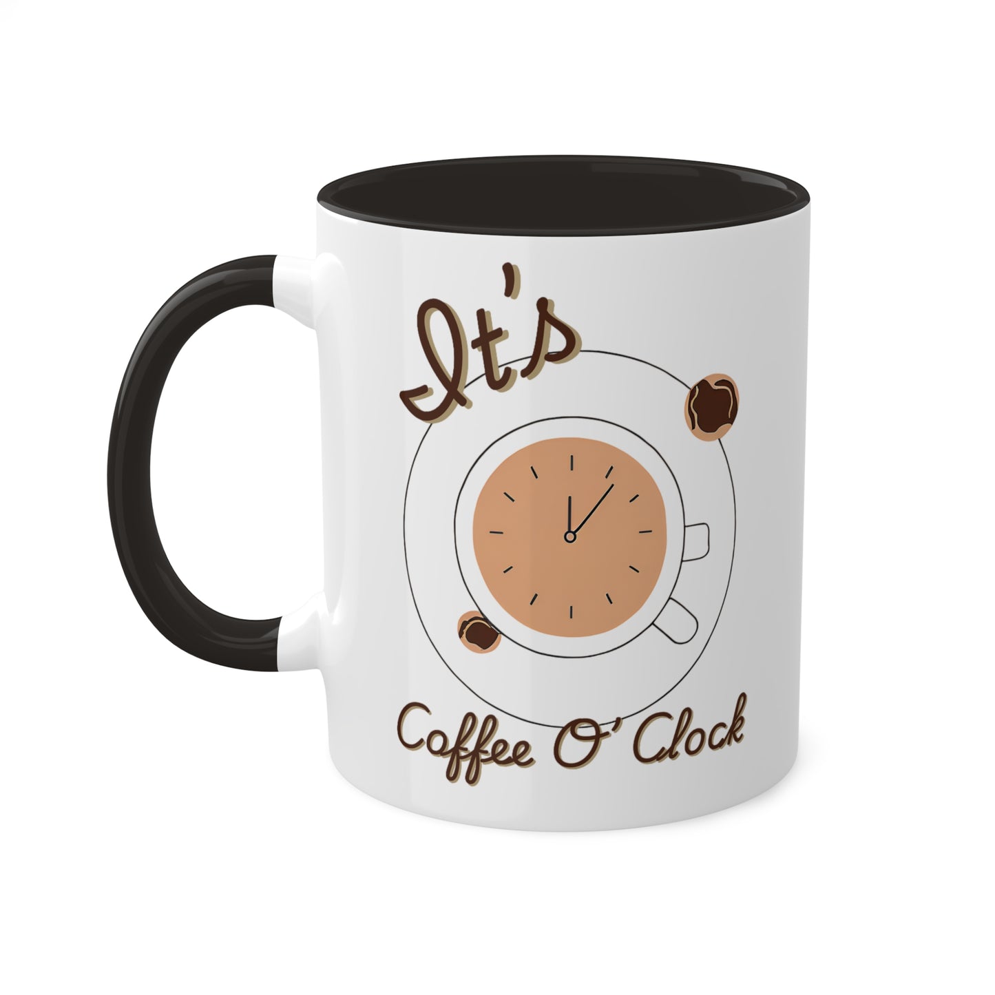 "Coffee O'Clock" Colorful Mugs, 11oz