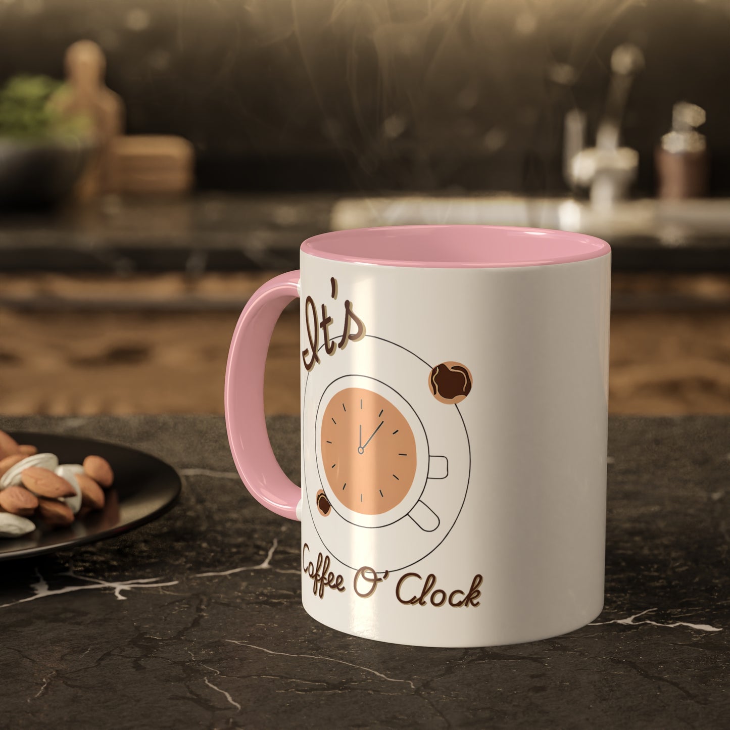 "Coffee O'Clock" Colorful Mugs, 11oz