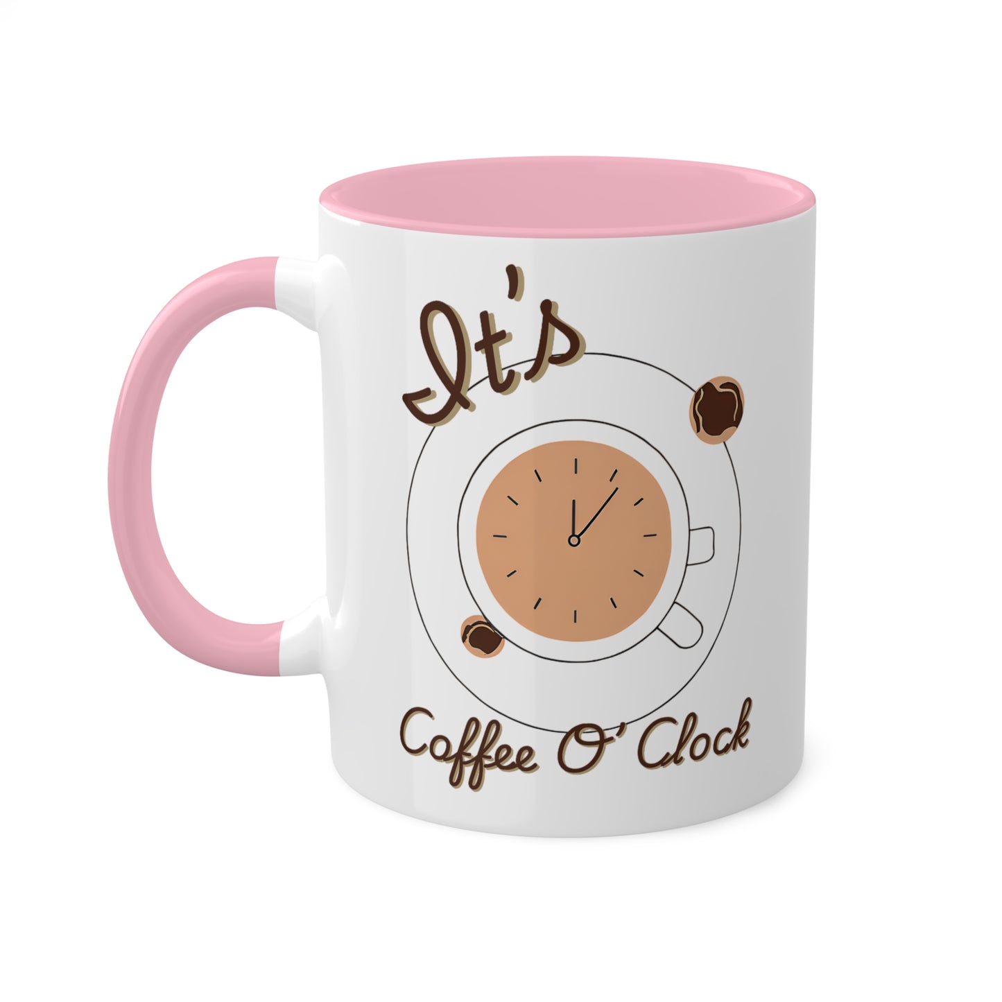 "Coffee O'Clock" Colorful Mugs, 11oz